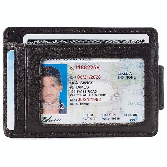 Alpine Swiss Harper Mens RFID Slim Money Clip Front Pocket , Brown - Picture 2 of 6
